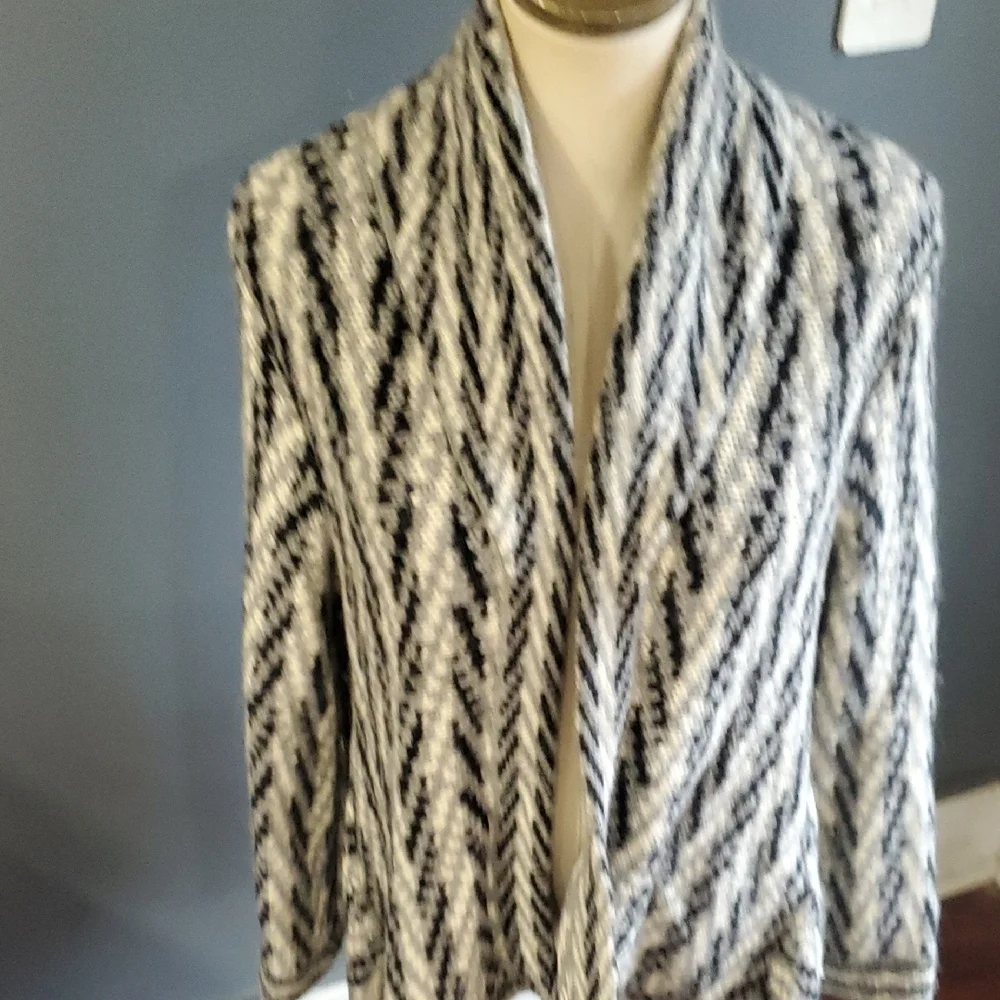 Gloria Jewel  Cozy Black Grey White Women's Waterfall Drape  Cardigan Sweater - Picture 4 of 15